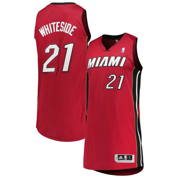 Maillot nba Miami Heat adidas Fini authentique Homme Hassan Whiteside 21 Rouge
